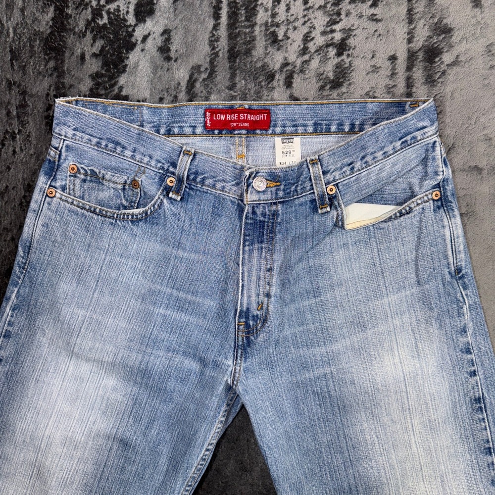 Vintage 2002 Levi's 529 Jeans Mens 34x32 Low Rise Straight Blue Denim Y2K 0502 - Picture 3 of 16
